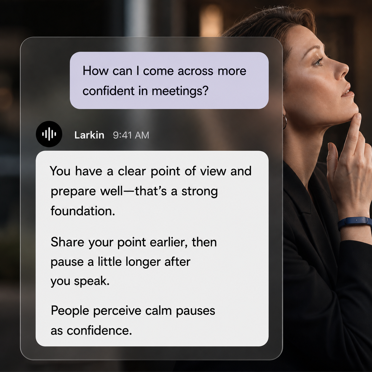 Larkin app showing personalized communication insights