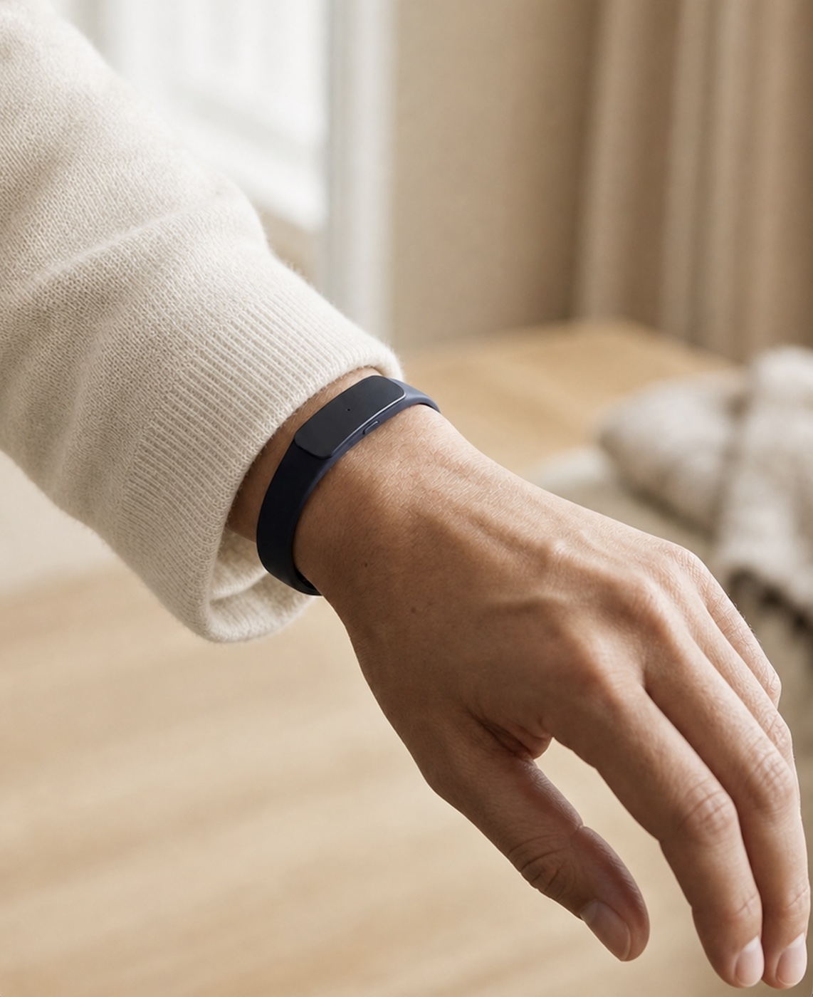 The Larkin wristband worn on a wrist